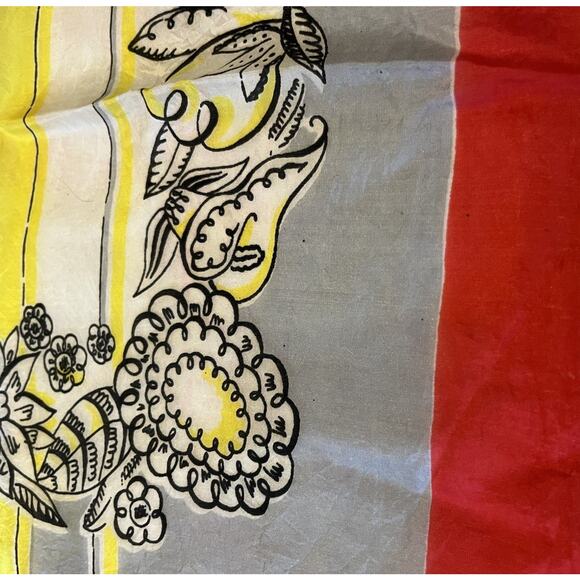 Floral on Red Scarf Corinne Krekler Semi Transparent 17” Square - Picture 4 of 4